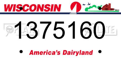 1375160 Wisconsin License Plate