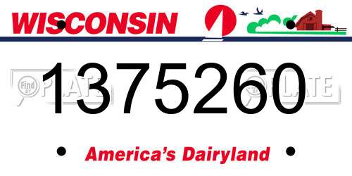 1375260 Wisconsin License Plate