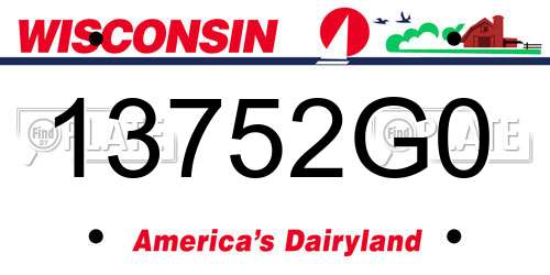 13752G0 Wisconsin License Plate