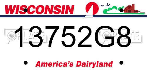 13752G8 Wisconsin License Plate