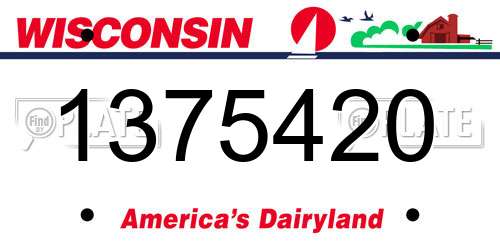1375420 Wisconsin License Plate