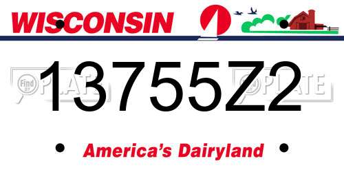 13755Z2 Wisconsin License Plate