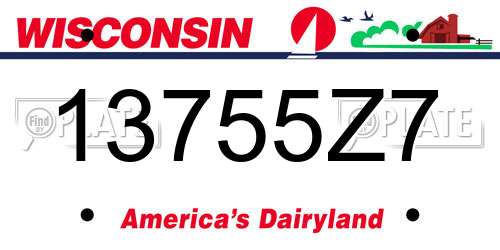 13755Z7 Wisconsin License Plate