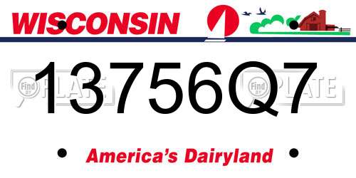 13756Q7 Wisconsin License Plate