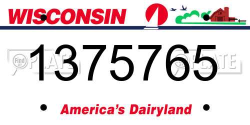 1375765 Wisconsin License Plate