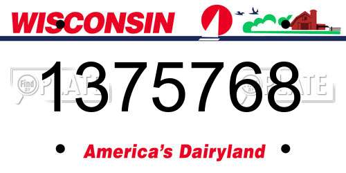 1375768 Wisconsin License Plate