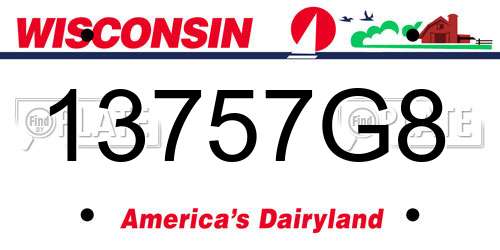 13757G8 Wisconsin License Plate