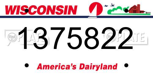 1375822 Wisconsin License Plate