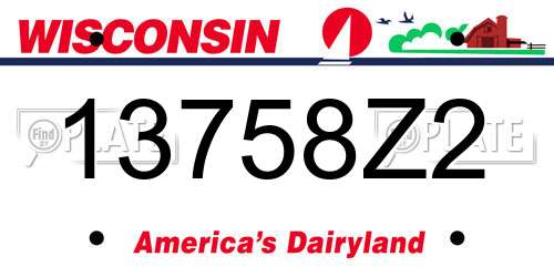 13758Z2 Wisconsin License Plate