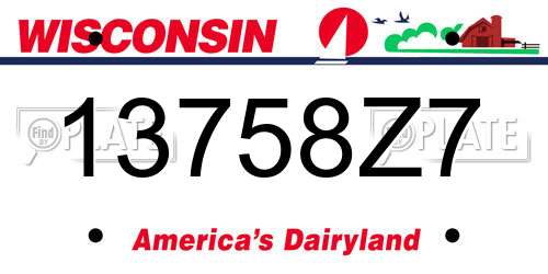 13758Z7 Wisconsin License Plate