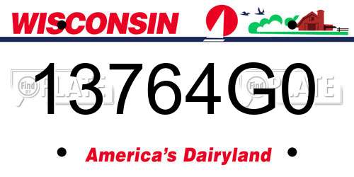 13764G0 Wisconsin License Plate