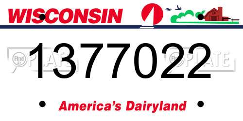 1377022 Wisconsin License Plate