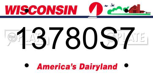 13780S7 Wisconsin License Plate