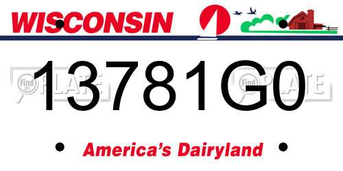 13781G0 Wisconsin License Plate
