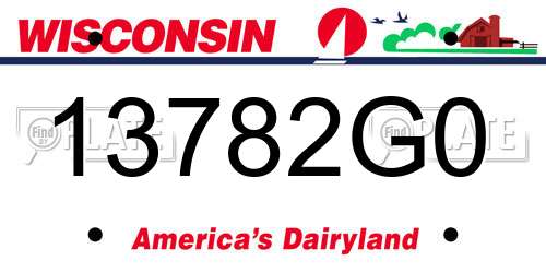 13782G0 Wisconsin License Plate