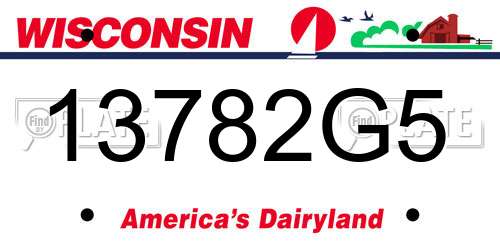 13782G5 Wisconsin License Plate