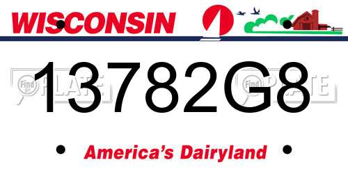 13782G8 Wisconsin License Plate