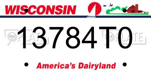 13784T0 Wisconsin License Plate