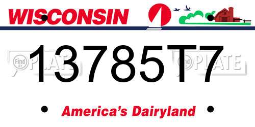 13785T7 Wisconsin License Plate