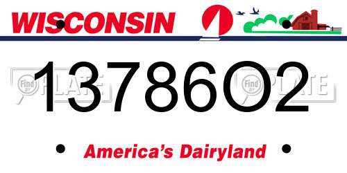 13786O2 Wisconsin License Plate