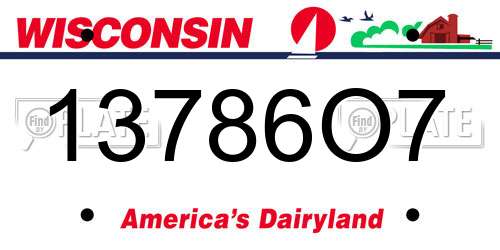 13786O7 Wisconsin License Plate