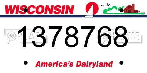 1378768 Wisconsin License Plate