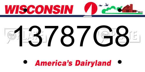 13787G8 Wisconsin License Plate