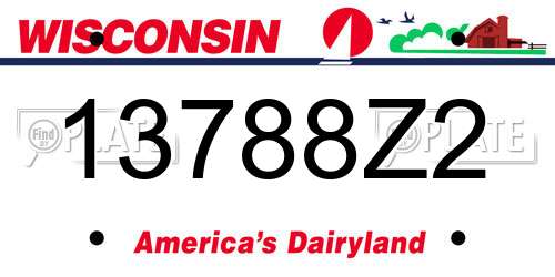 13788Z2 Wisconsin License Plate