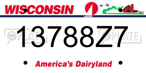 13788Z7 Wisconsin License Plate