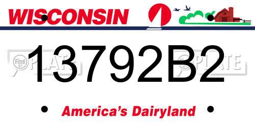 13792B2 Wisconsin License Plate