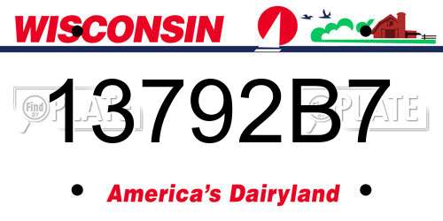 13792B7 Wisconsin License Plate