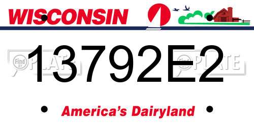 13792E2 Wisconsin License Plate