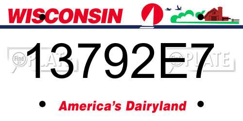 13792E7 Wisconsin License Plate