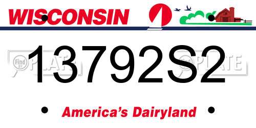 13792S2 Wisconsin License Plate