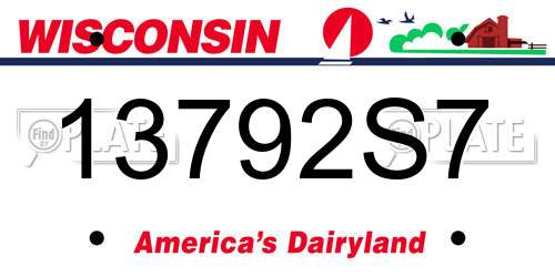 13792S7 Wisconsin License Plate