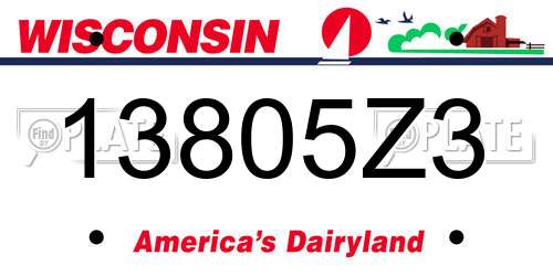 13805Z3 Wisconsin License Plate