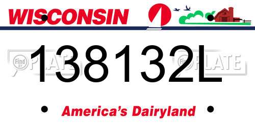 138132L Wisconsin License Plate