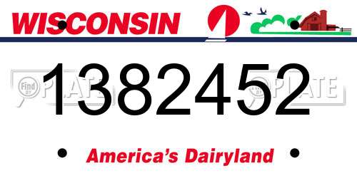1382452 Wisconsin License Plate