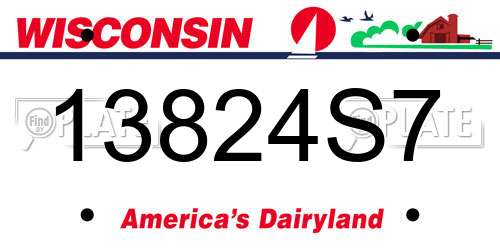 13824S7 Wisconsin License Plate