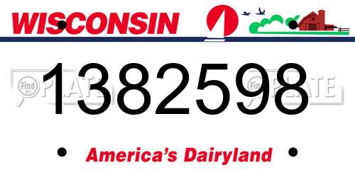 1382598 Wisconsin License Plate