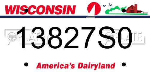 13827S0 Wisconsin License Plate
