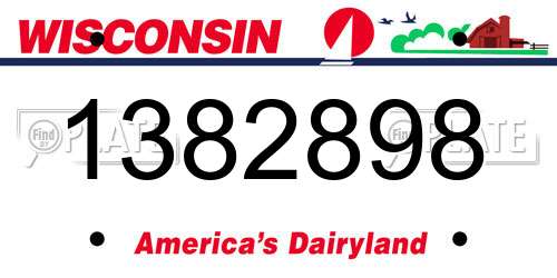 1382898 Wisconsin License Plate