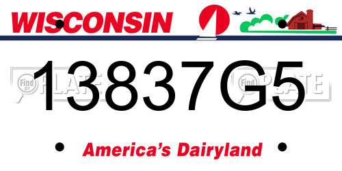 13837G5 Wisconsin License Plate
