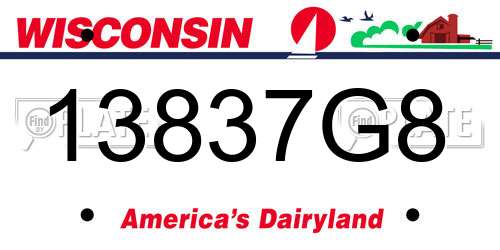 13837G8 Wisconsin License Plate
