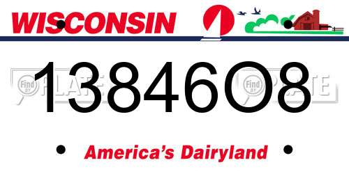 13846O8 Wisconsin License Plate