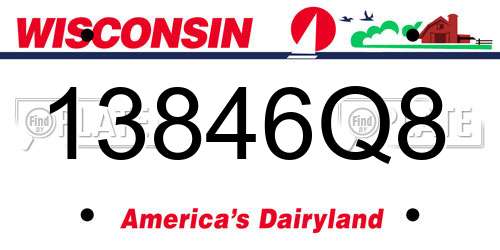 13846Q8 Wisconsin License Plate
