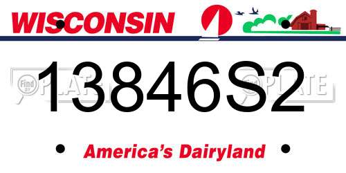 13846S2 Wisconsin License Plate