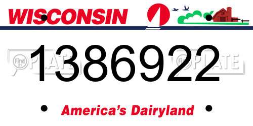 1386922 Wisconsin License Plate