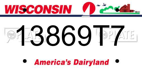 13869T7 Wisconsin License Plate
