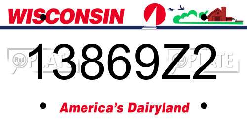 13869Z2 Wisconsin License Plate